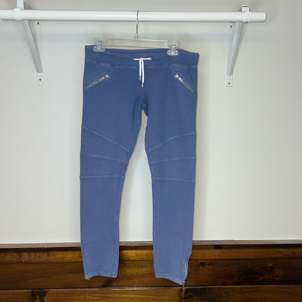 Monrow Blue Quilted Jogger Sweatpants- Small